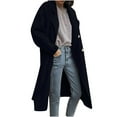 thumbnail image 1 of IROINNID Women's Trench Coat Solid Color Long Sleeve Leisure Casual Loose Woolen Double Breasted ooo, Black, 1 of 5