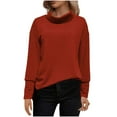 thumbnail image 1 of IROINNID Women's Turtleneck Sweater Casual Loose Fit Solid Pullover Winter Warm Sweater,Red, 1 of 2