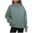 thumbnail image 1 of IROINNID Women's Turtleneck Sweatshirt Casual Loose Solid Pullover Base Sweatshirt Tops,Green, 1 of 9