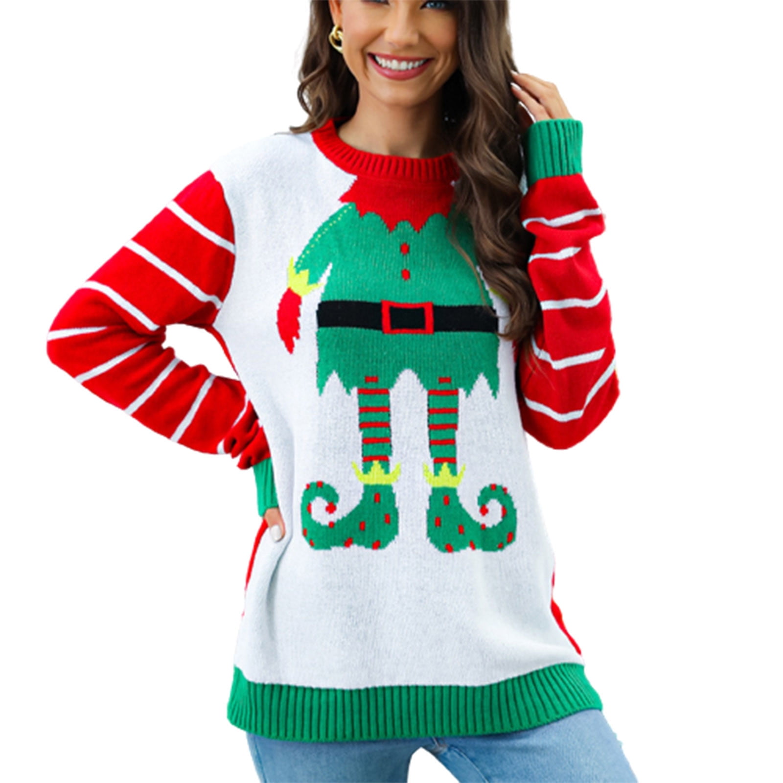 IROINNID Women's Ugly Sweater for Christmas Funny Print Xmas Holiday