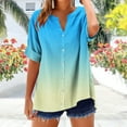 thumbnail image 1 of IROINNID Women's V-Neck Short Sleeve Printed T-Shirt Summer Button Casual Tops Loose Fits Non-Positioning Beach Tee(Yellow,M), 1 of 4