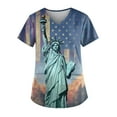 thumbnail image 1 of IROINNID Women's V-Neck T-Shirt Short Sleeve Casual Pockets Ladies Tops Blouse Tops Women Tops USA July 4th, 1 of 3