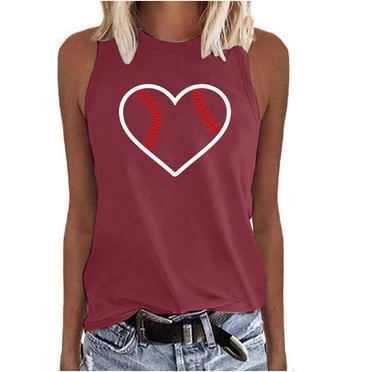 IROINNID Women's Versatile Heart Printed Tank Tops Round-Neck Loose Sleeveless Leisure Summer Tops Spring Saving
