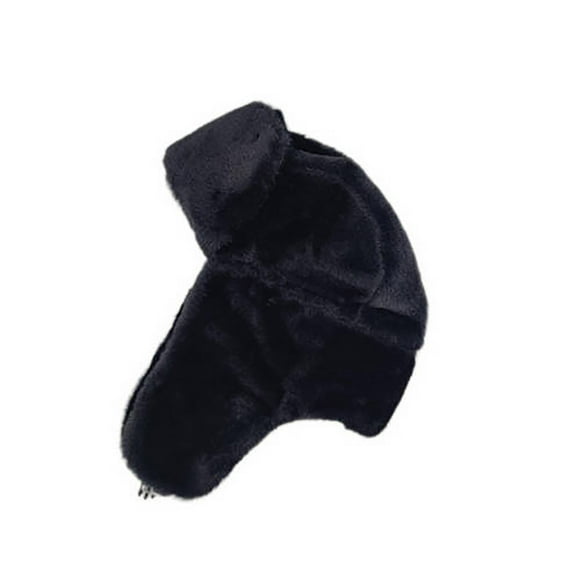 IROINNID Women's Winter Cap with Ear Flap Thermal Plush Cap Cold Protection Warm Fishing Hat,Black