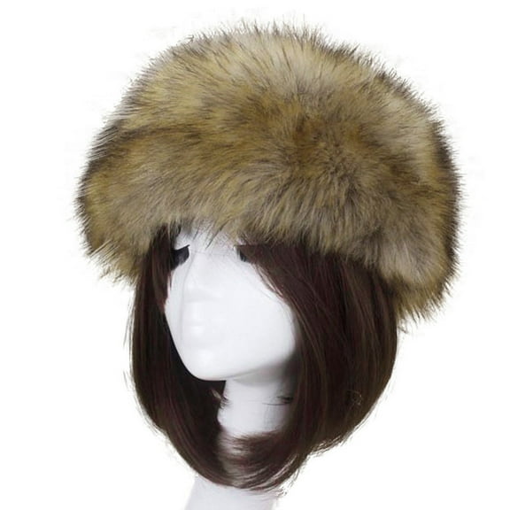 IROINNID Women's Winter Thermal Hat Elegant Faux-fur Thickened Warm Hat Plush Brimless Cap,Brown