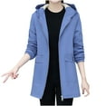 thumbnail image 1 of IROINNID Women's Winter Warm Jacket Solid Color Long Sleeve Warm Pocket Quilted Coat Jacket Winter Zipper Outerwear, Blue, 1 of 6