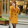 thumbnail image 1 of IROINNID Women's Winter Warm Mid-Long Coat Solid Color Elegant Anorak Jacket Long Sleeve Outwear, Yellow, 1 of 9