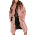 thumbnail image 1 of IROINNID Women's Winter Warm Mid-Long Coat Solid Color Front Open Overcoat Long Sleeve Outwear, Pink, 1 of 9