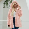 thumbnail image 1 of IROINNID Women's Winter Warm Mid-Long Coat Solid Color Open Front Long Sleeve Outwear, Pink, 1 of 9