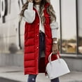 thumbnail image 1 of IROINNID Women's Winter Warm Mid-Long Coat Solid Color Zip Up Parka Long Sleeve Outwear, Red, 1 of 7