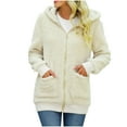 thumbnail image 1 of IROINNID Women's Zip Up Jacket Long Sleeve Solid Color Hoodie Outwear, Comfy Autumn and Winter Iron Free Bubble Velvet Jacket, 1 of 9