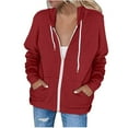 thumbnail image 1 of IROINNID Women's Zip Up Jacket Long Sleeve Solid Color Hoodie Outwear, Leisure Zip Lightweight Sweatshirts Pockets Jacket, 1 of 6