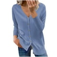 thumbnail image 1 of IROINNID Womens Cardigans Long Sleeve Buttons Long Sleeve Solid Short Coat Cardigan Blouse,Sky Blue, 1 of 4