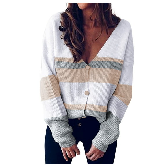 IROINNID Womens Cardigans Long Sleeve Print Cardigan Autumn Coat Blouse Top,Khaki