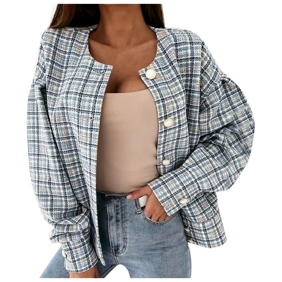 IROINNID Womens Cardigans Long Sleeve Print Cardigan Autumn Coat Blouse Top,Light blue