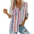 thumbnail image 1 of IROINNID Womens Cardigans Long Sleeve Single Breasted Cardigan Color Striped Long Sleeve Shirt Tops,Pink, 1 of 9