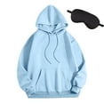 thumbnail image 1 of IROINNID Womens Casual Hooded Sweatshirt Long Sleeve Pullover Tops Blouse Loose Fit Solid Color Comfortable Soft Fabric Daily Wear Fall Winter Spring(Light Blue,M), 1 of 2