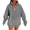thumbnail image 1 of IROINNID Womens Casual Long Sleeve Hooded Pullover Tops Soft Comfortable Loose Fit Zipper Blouse with Pocket for Streetwear Everyday Wear(Gray,XXXL), 1 of 7