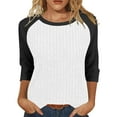 thumbnail image 1 of IROINNID Womens Casual Round Neck 3/4 Sleeve Loose Fit Tee Tops Blouse Comfortable Everyday Wear Home Daily Fashion Soft Relaxed Fit Soft Basic Tee(Black,S), 1 of 5