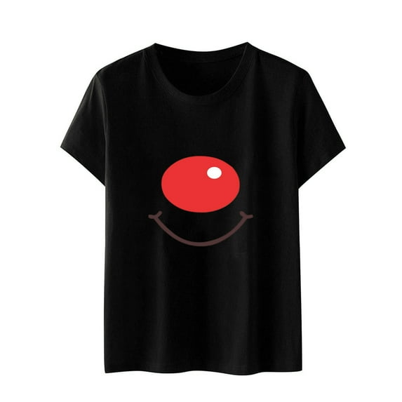 IROINNID Womens Casual Short Sleeve Cute Printed Round Neck Basic T-Shirt