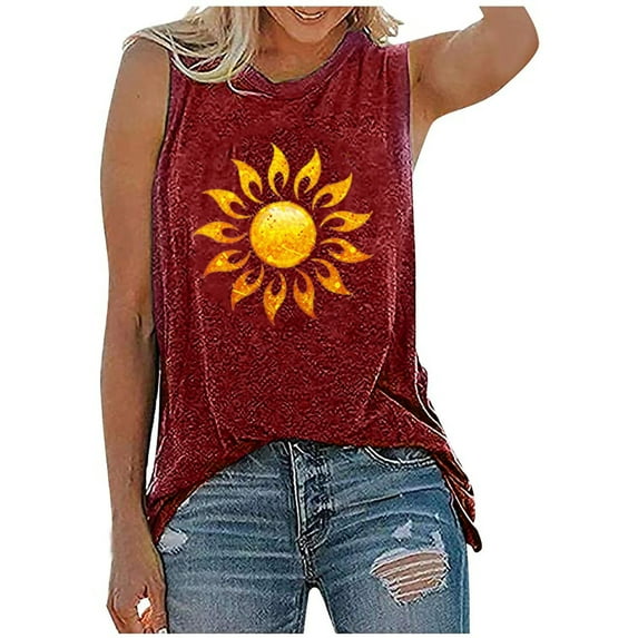 IROINNID Womens Casual Tank Tops Loose Fit Sleeveless Printed Tank Tops Spring Saving Sale