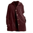 thumbnail image 1 of IROINNID Womens Fashion Corduroy Jacket Hooded Loose Fit Casual Long Sleeve Coat Outerwear for Fall Winter Daily Wear Comfortable Soft Fabric(Wine,M), 1 of 7
