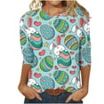 thumbnail image 1 of IROINNID Womens Fashion Short Sleeve Retro Round Neck Printed Loose Tops Blouse Three Quarter Sleeve Under 10$, 1 of 5