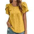 thumbnail image 1 of IROINNID Womens Fashion Short Sleeves Round Neck Solid Color Loose Tops Blouse Knitted Sweater Clearance, 1 of 8