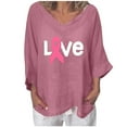 thumbnail image 1 of IROINNID Womens Long Sleeve Tops Summer V-Neck 3/4 Sleeve Print Lounge T-shirt Blouse,Pink, 1 of 5