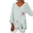 thumbnail image 1 of IROINNID Womens Long Sleeve V-Neck Shirts Home Tops Loose Blouse Printed T-Shirts Blouse,White, 1 of 4