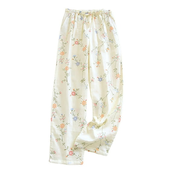 IROINNID Womens Pajama Pants, Silk Elastic Waist Pants and Lounge and Lightweight Cooling Pajama for Women