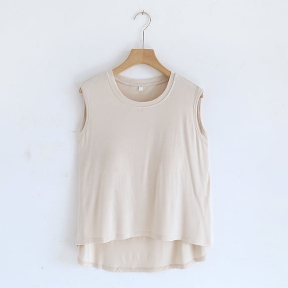 IROINNID Womens Pajamas Tops Plain Round-Neck Regular Sleeveless Summer Homewear Pajama