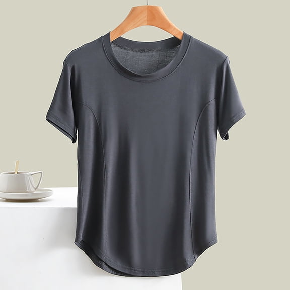 IROINNID Womens Pajamas Tops T-shirt Plain Casual Round-Neck Regular Short Sleeve Summer Homewear Pajama