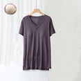 thumbnail image 1 of IROINNID Womens Pajamas Tops T-shirt With Chest Pad Plain Casual Round-Neck Regular Short Sleeve Summer Pajama, 1 of 4