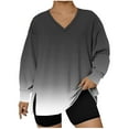 thumbnail image 1 of IROINNID Womens Plus Size V Neck Long Sleeve Tops with Gradient Print and Side Slit Hem Fashion Casual Blouse for Everyday Wear(Black,XXXXXL), 1 of 4