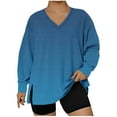 thumbnail image 1 of IROINNID Womens Plus Size V Neck Long Sleeve Tops with Gradient Print and Side Slit Hem Fashion Casual Blouse for Everyday Wear(Blue,XXXXXL), 1 of 4