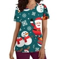 thumbnail image 1 of IROINNID Womens Scrub Tops Graphic Print Short Sleeve V-Neck Workwear Christmas Tops With Pocket,Green A, 1 of 5