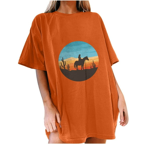 IROINNID Womens Short Sleeve Fashion Summer Beach Graphic Printed Casual Top Pullover T-shirt