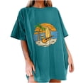 thumbnail image 1 of IROINNID Womens Short Sleeve Tunic T-shirts Summer Beach Printed Round-Neck Casual Top Pullover T-shirt, 1 of 7