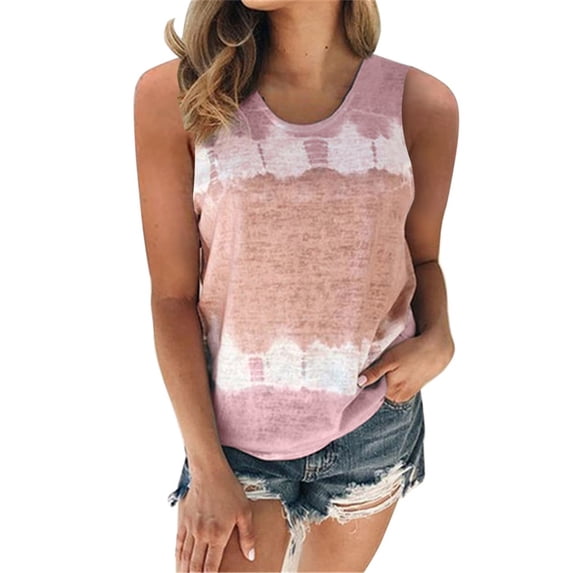 IROINNID Womens Sleeveless Blouse Color Contrast Round Neck Loose Summer Tank Tops