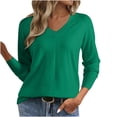 thumbnail image 1 of IROINNID Womens Solid Color V Neck Long Sleeve Sweater Tops Loose Fit Pullover Soft Comfortable Casual Everyday Wear Fall Fashion Classic Basic Knit(Green#1,2XL), 1 of 9