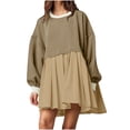 thumbnail image 1 of IROINNID Womens Spring Dresses Round Neck Long Lantern Sleeve Ruffle A-Line Casual Dress, 1 of 6