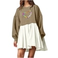 thumbnail image 1 of IROINNID Womens Spring Dresses Round Neck Long Lantern Sleeve Ruffle A-Line Casual Dress, 1 of 7