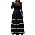 thumbnail image 1 of IROINNID Womens Summer Ruffle Sleeve Long Sleeve Round-Neck Long Dresses Casual Fit Flowy Tiered Boho Beach Sundress, 1 of 5