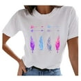 thumbnail image 1 of IROINNID Womens Summer Vintage Printed Pattern Casual Crew Neck Short Sleeve Tops Blouse Spring Saving Sale, 1 of 5