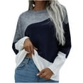 thumbnail image 1 of IROINNID Womens Sweater Jumper Round Neckline Pullover Sweater Color Block Leisure Short Length Long Sleeve Autumn and Winter Top Piece Piece Knit Sweater, 1 of 6