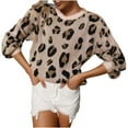 thumbnail image 1 of IROINNID Womens Sweater Jumper Round Neckline Pullover Sweater Leopard Print Loose Mid-Length Long Sleeve Sweater, 1 of 9