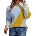 thumbnail image 1 of IROINNID Womens Sweater Round Neckline Pullover Sweater Color Block Loose Mid-Length Long Sleeve Matching Sweater, 1 of 7