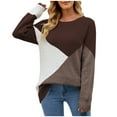 thumbnail image 1 of IROINNID Womens Sweater Round Neckline Pullover Sweater Color Block Loose Mid-Length Long Sleeve Patchwork Sweater Top, 1 of 6