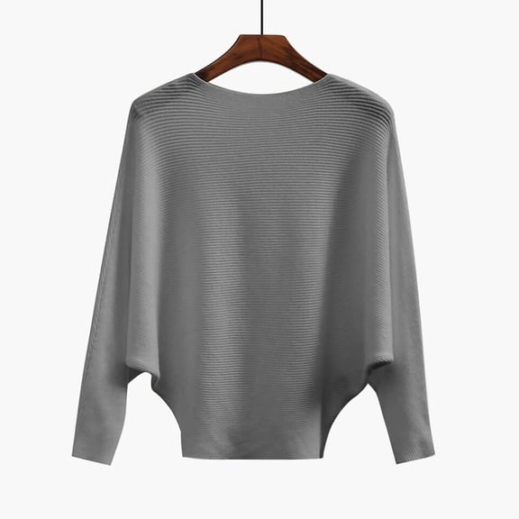 IROINNID Womens Sweater Round Neckline Pullover Sweater Solid Color Comfy Mid-Length Long Sleeve Tops Leisure Blouse Knitted Sweater
